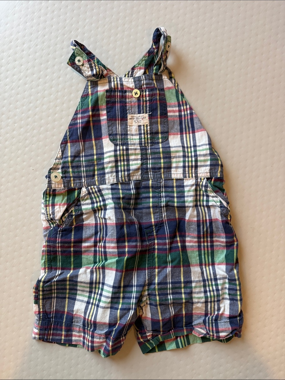 Ralph Lauren Plaid Cotton Baby Overalls -